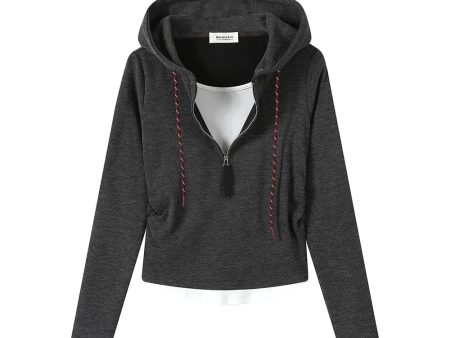 Zipper Detail Hooded Pullover on Sale