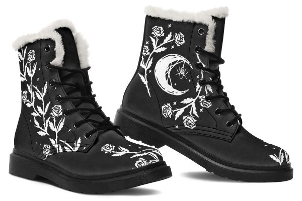 Black Widow Winter Boots - Warm Micro-Suede Doc-Style Boots Lined with Vegan Wool Discount