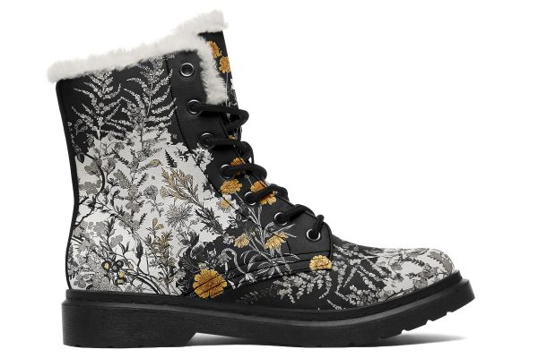 Shadow Ferns Winter Boots - Warm Micro-Suede Doc-Style Boots Lined with Vegan Wool on Sale