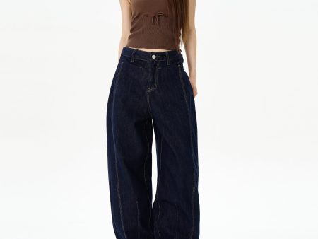 Dark Blue Wide-leg Jeans on Sale