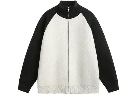 Zip-Up Raglan Knit Sweater Hot on Sale