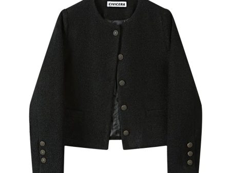 Buttoned Collarless Coat Online