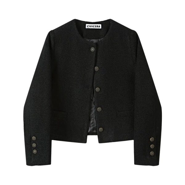 Buttoned Collarless Coat Online