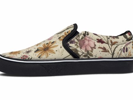 Enchanted Blossoms Slipons - Comfortable Vegan Canvas Shoes with Easy Elastic In-Step For Discount