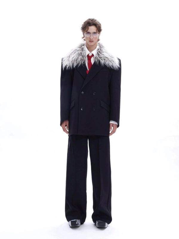 3D Twill Fur Collar Suit Jacket Online now