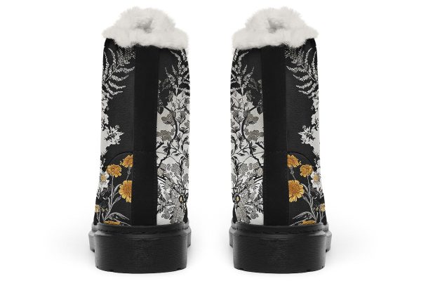 Shadow Ferns Winter Boots - Warm Micro-Suede Doc-Style Boots Lined with Vegan Wool on Sale