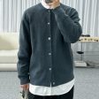 Button-front Crewneck Knitted Cardigan For Cheap