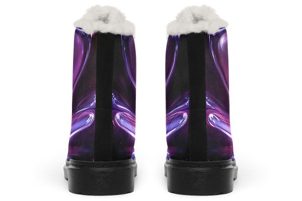 Purple Chrome Winter Boots - Warm Micro-Suede Doc-Style Boots Lined with Vegan Wool Online now