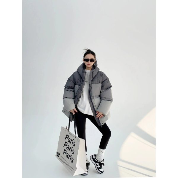 Contrast Color Oversized Down Jacket Hot on Sale