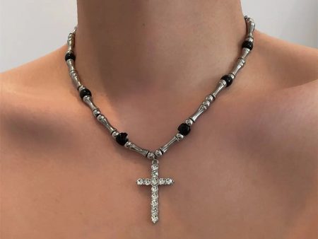 Diamond Cross Bamboo Necklace Online