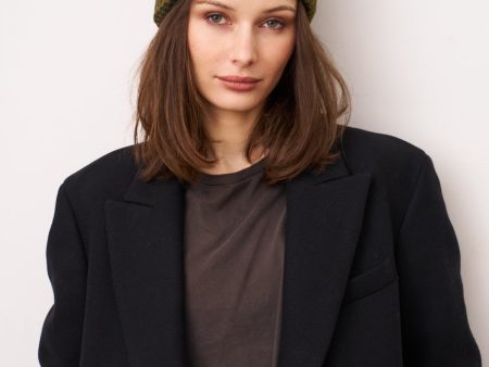 PUFFER POMPOM HAT - OLIVE Sale