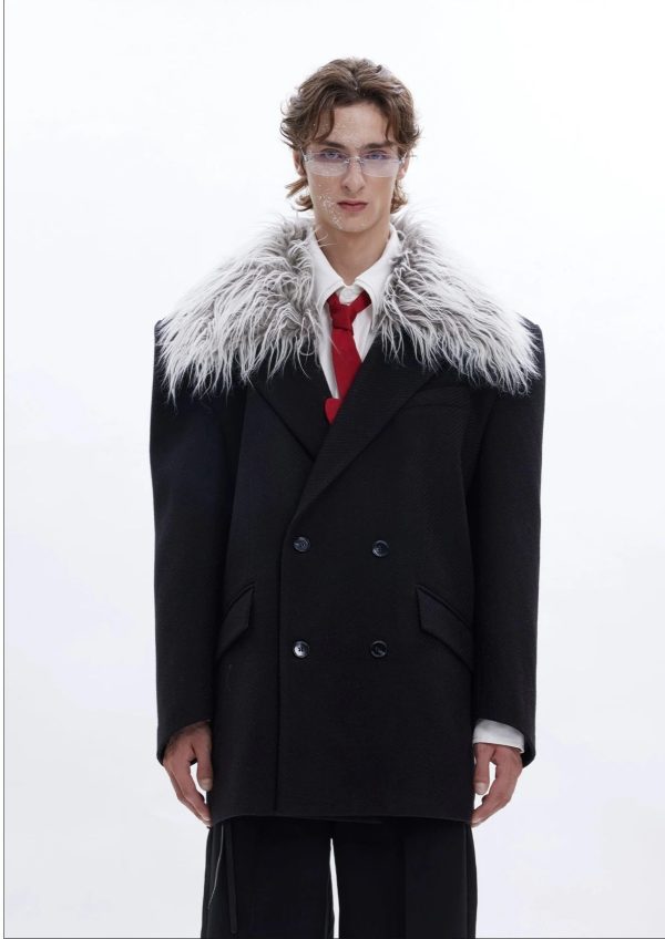 3D Twill Fur Collar Suit Jacket Online now