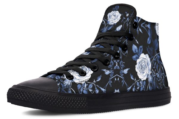 Blue Rose Romance High Tops - Classic Premium Canvas Shoes with Comfortable and Durable Soles Discount