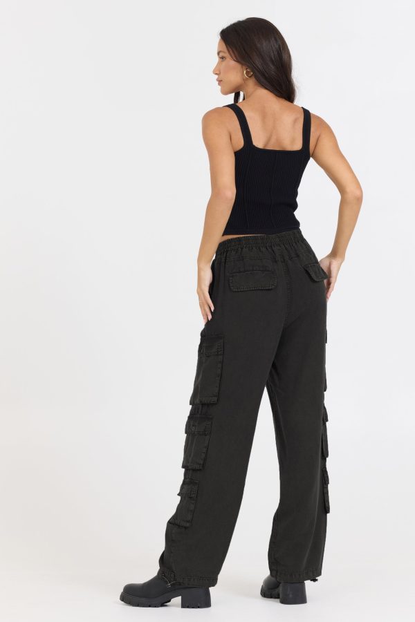 Black Tencel Cargo Pant Discount