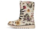 Enchanted Blossoms Fold Over Winter Boots - Microsuede Vegan Boots with Fur Lining and Convertible Style Online Hot Sale