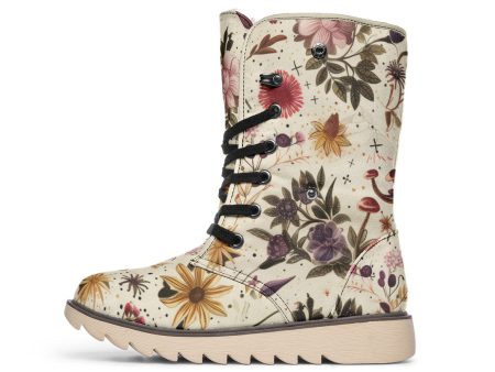 Enchanted Blossoms Fold Over Winter Boots - Microsuede Vegan Boots with Fur Lining and Convertible Style Online Hot Sale