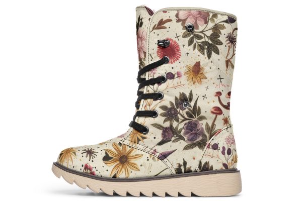 Enchanted Blossoms Fold Over Winter Boots - Microsuede Vegan Boots with Fur Lining and Convertible Style Online Hot Sale