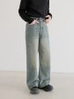 Blue Straight-leg Denim Pants Cheap