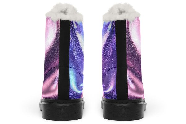 Violet Chrome Winter Boots - Warm Micro-Suede Doc-Style Boots Lined with Vegan Wool Online Hot Sale