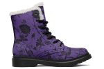 Amethyst Rose Romance Winter Boots - Warm Micro-Suede Doc-Style Boots Lined with Vegan Wool Fashion