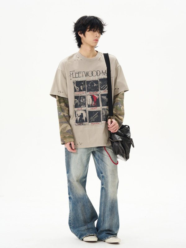 Camouflage Layered Long-Sleeve Pullover on Sale