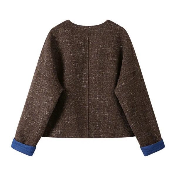 Cuffed Sleeves Button-Up Textured Coat For Discount