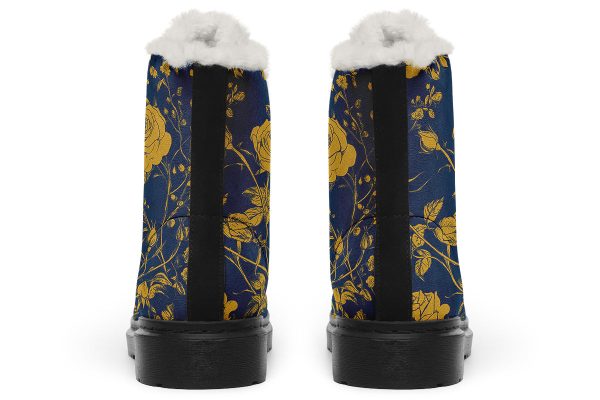 Royal Rose Romance Winter Boots - Warm Micro-Suede Doc-Style Boots Lined with Vegan Wool on Sale