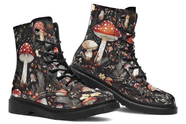 Amanita Boots - Vegan Leather Doc-Style Boots with Durable Stitched on Soles Fashion