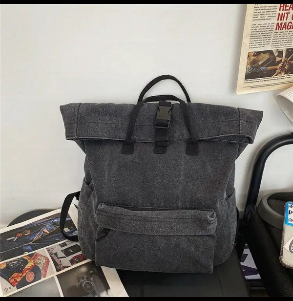 Casual Roll-Top Canvas Backpack Online Sale