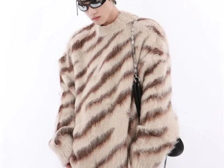 Zebra Pattern Mohair Sweater Online Sale