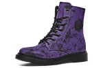 Amethyst Rose Romance Boots - Vegan Leather Doc-Style Boots with Durable Stitched on Soles Fashion