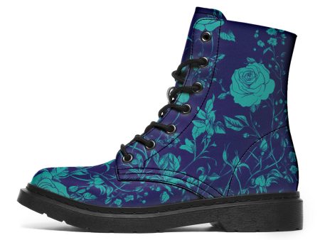 Ocean Rose Romance Boots - Vegan Leather Doc-Style Boots with Durable Stitched on Soles on Sale