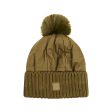 PUFFER POMPOM HAT - OLIVE Sale