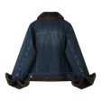 Buckle Collar Faux Fur Lined Denim Coat Online