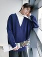 Contrast Color High Collar Knit Sweater Sale