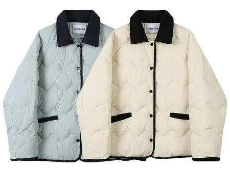 Contrast Trim Quilted Down Jacket Sale