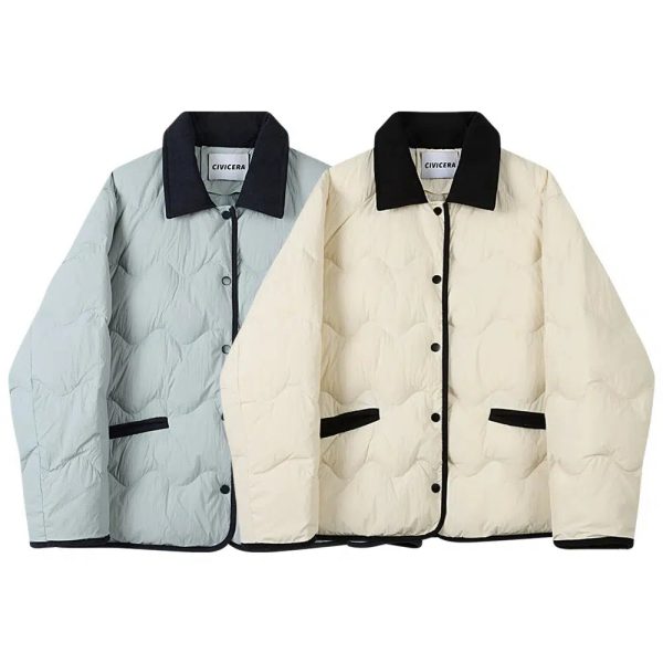 Contrast Trim Quilted Down Jacket Sale