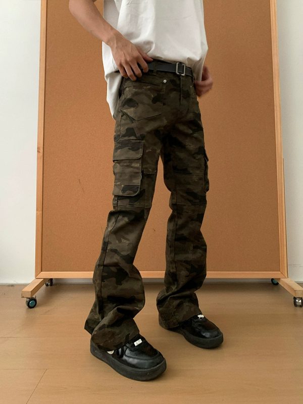 Camouflage Cargo Flared Casual Pants Online Hot Sale