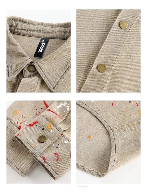 Casual Ink-Washed Denim Overshirt For Cheap