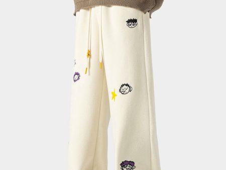 Cartoon Embroidery Drawstring Pants Sale