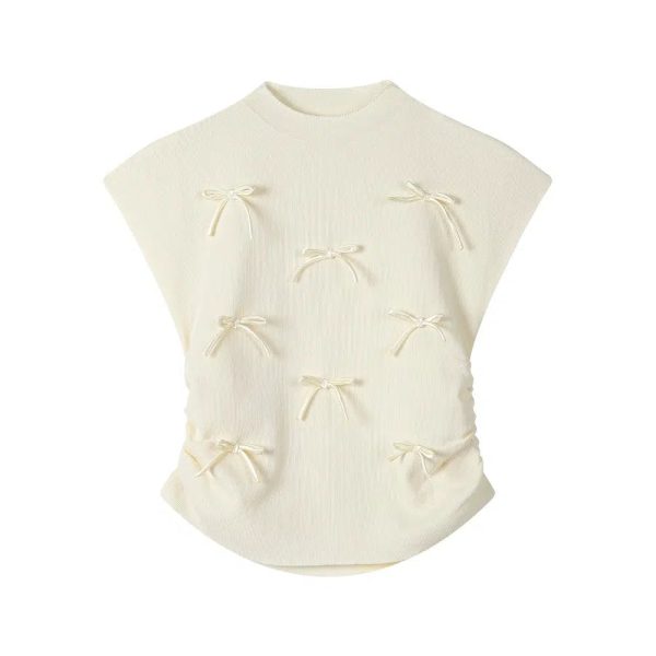 Bow Detail Sleeveless Knit Top For Cheap