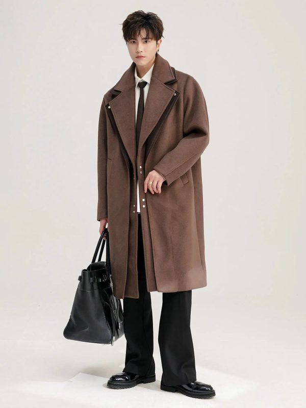 Brown Double-Breasted Woolen Coat Online Hot Sale