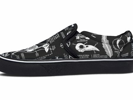 Raven Study Slipons - Comfortable Vegan Canvas Shoes with Easy Elastic In-Step on Sale