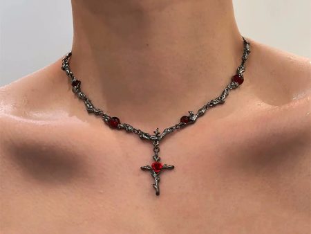 Cross Rose Necklace For Cheap