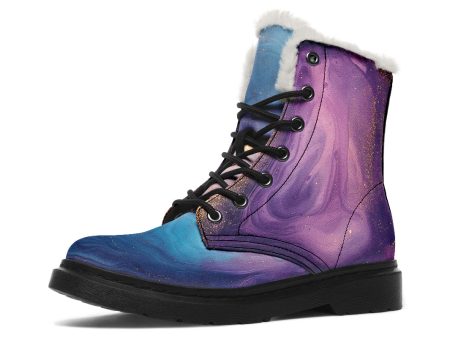 Prismatic Currents Winter Boots - Warm Micro-Suede Doc-Style Boots Lined with Vegan Wool For Discount