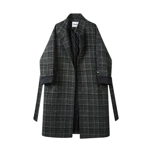 Button Closure Long Wool Coat Online Hot Sale