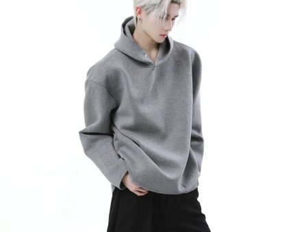 Button Detail Basic Hooded Sweatshirt Hot on Sale