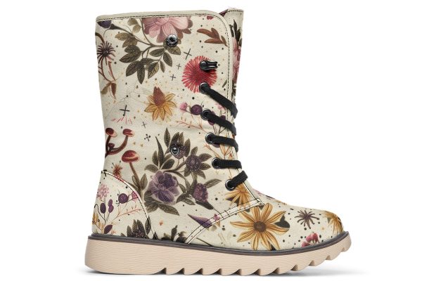 Enchanted Blossoms Fold Over Winter Boots - Microsuede Vegan Boots with Fur Lining and Convertible Style Online Hot Sale