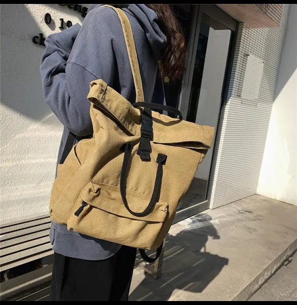 Casual Roll-Top Canvas Backpack Online Sale