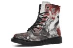 Crimson Wolf Boots - Vegan Leather Doc-Style Boots with Durable Stitched on Soles For Sale